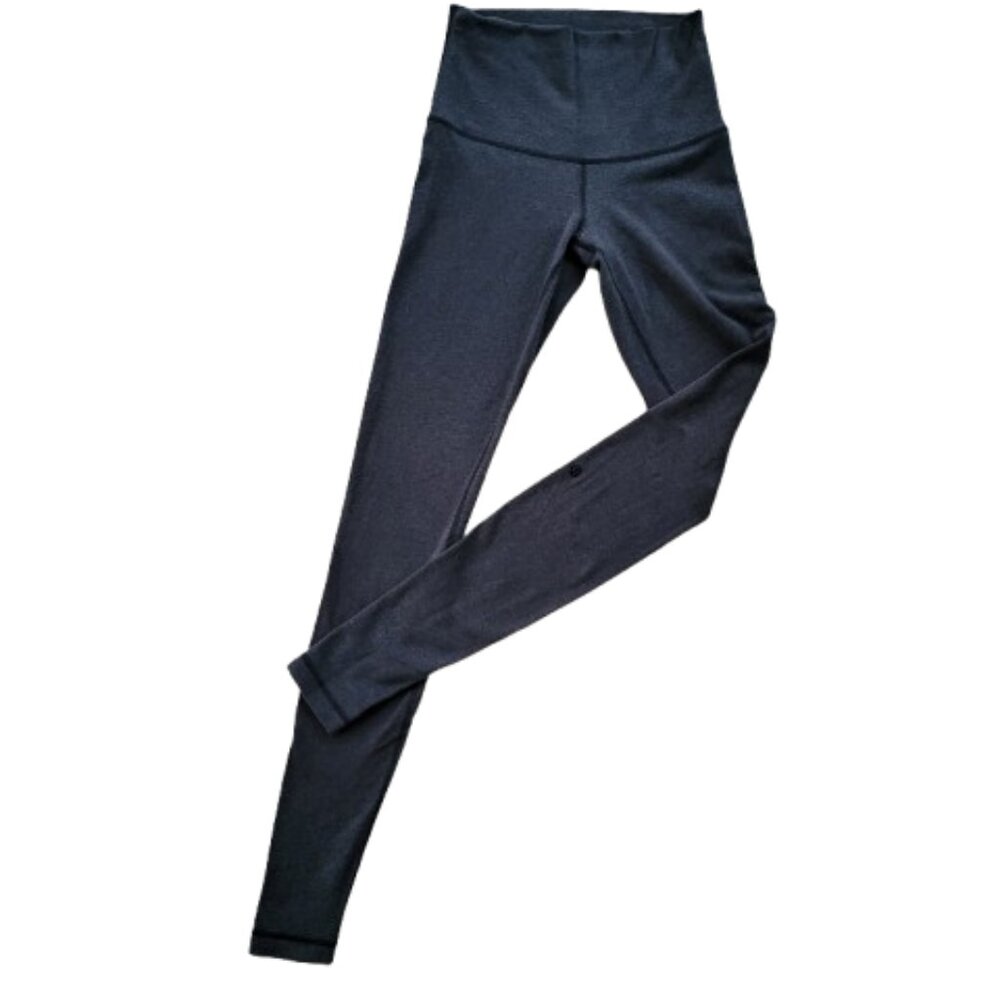Lululemon Wunder Under Roll Down Leggings Heathered Black Size 4 - Picture 11 of 14
